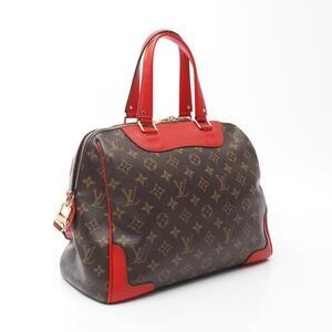 Louis Vuitton Retiro handbag canvas leather Monogram brown red